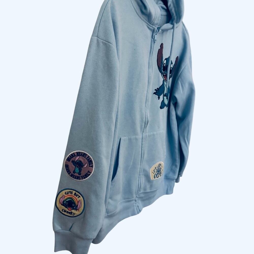 Disney Stitch Embroidered Fleece Hooded Sweater Size Large NWOT - Picture 4 of 6